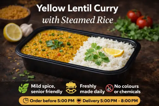 Yellow Lentil Curry with Steamed Rice